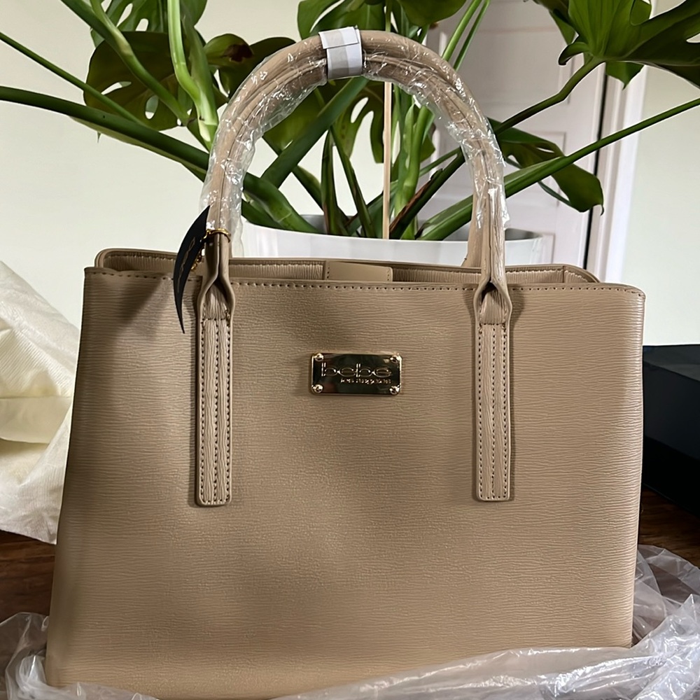 Bebe beige Aubrey medium satchel